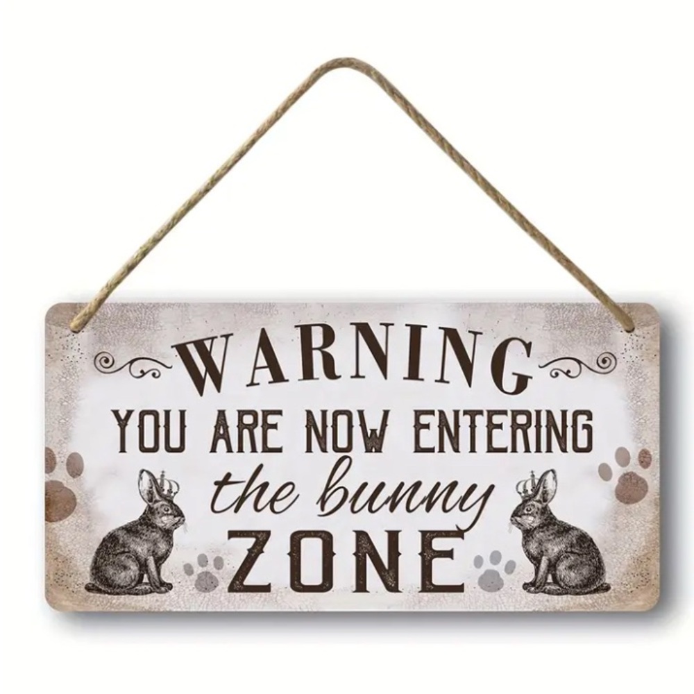 Warning You Are Now Entering The Bunny Zone Wooden Sign Easter Decor